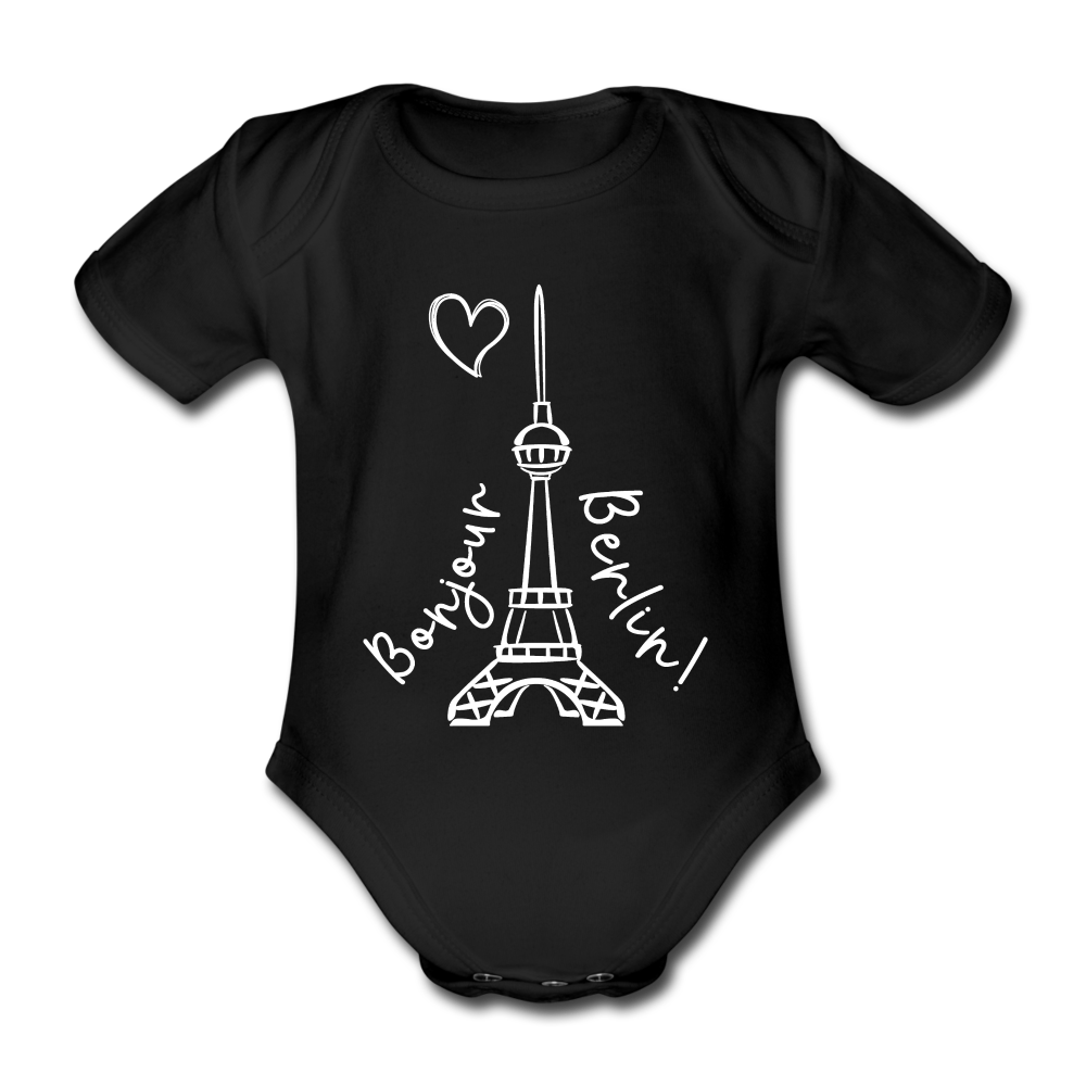 Eiffelturm in Berlin Bonjour - Bio-Kurzarmbody - black