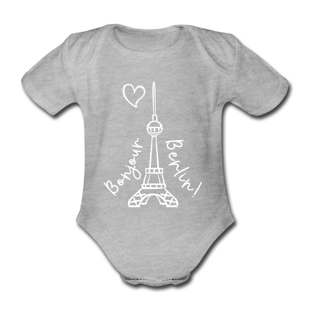 Eiffelturm in Berlin Bonjour - Bio-Kurzarmbody - heather grey