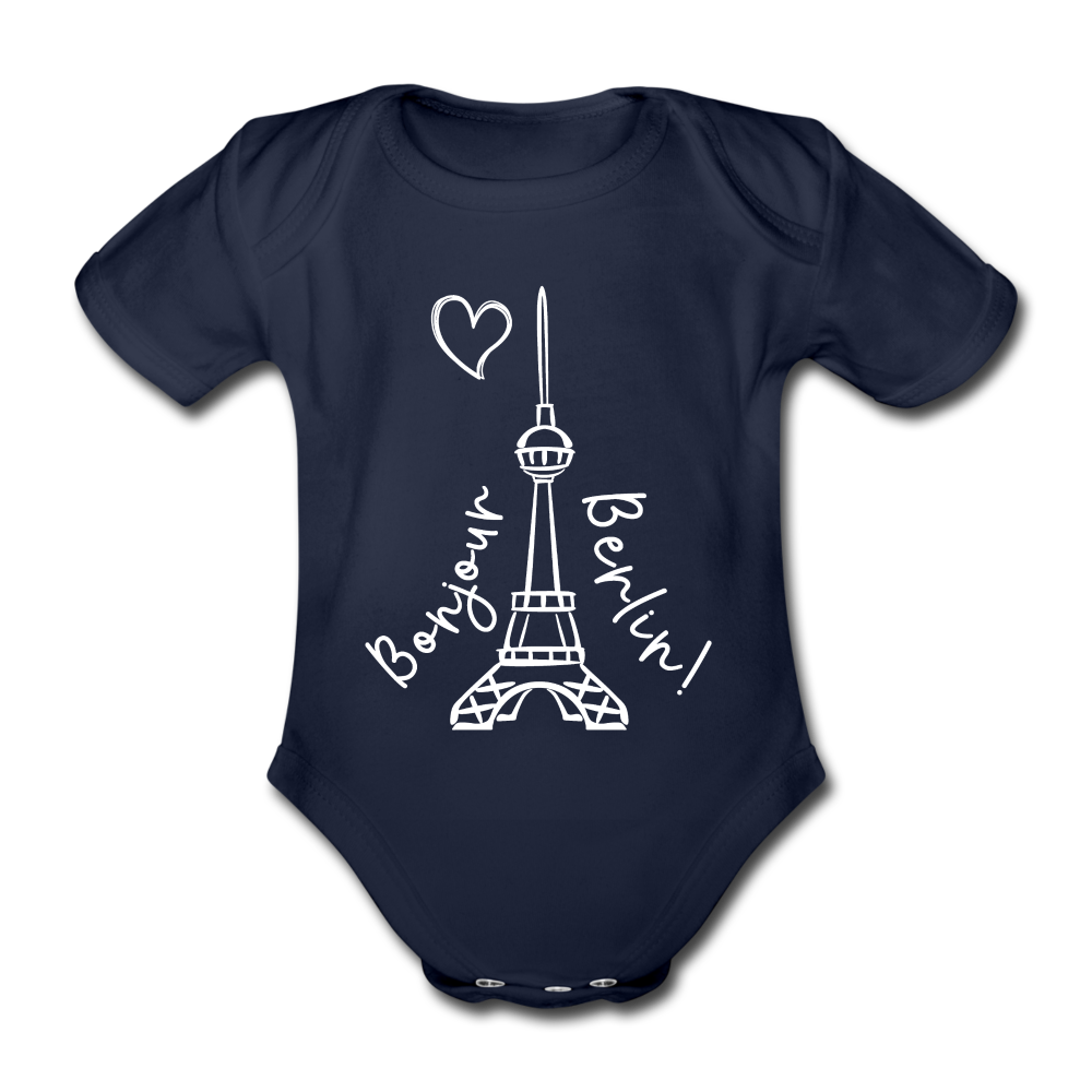 Eiffelturm in Berlin Bonjour - Bio-Kurzarmbody - dark navy