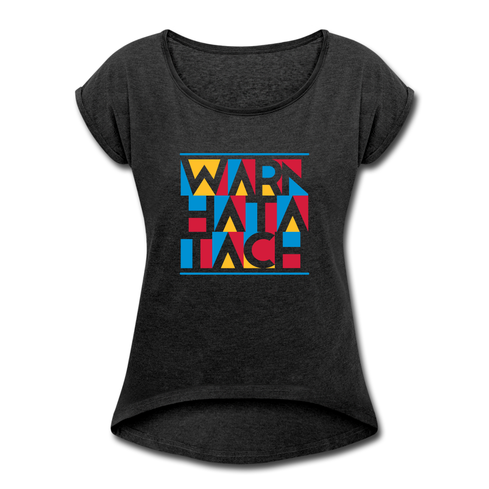 Warn Hata Tach - Frauen T-Shirt mit gerollten Ärmeln - heather black