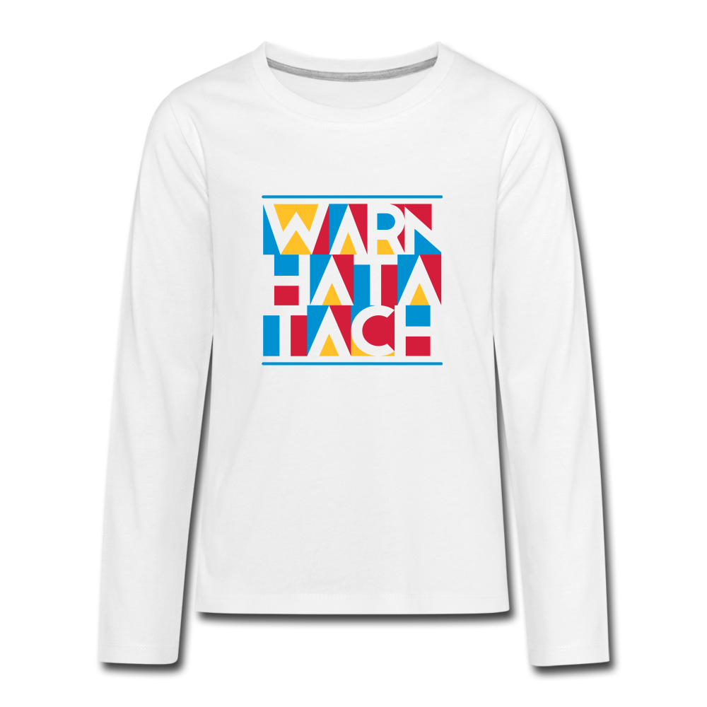 Ein Langarmshirt mit dem Motiv Warn Hata Tach.