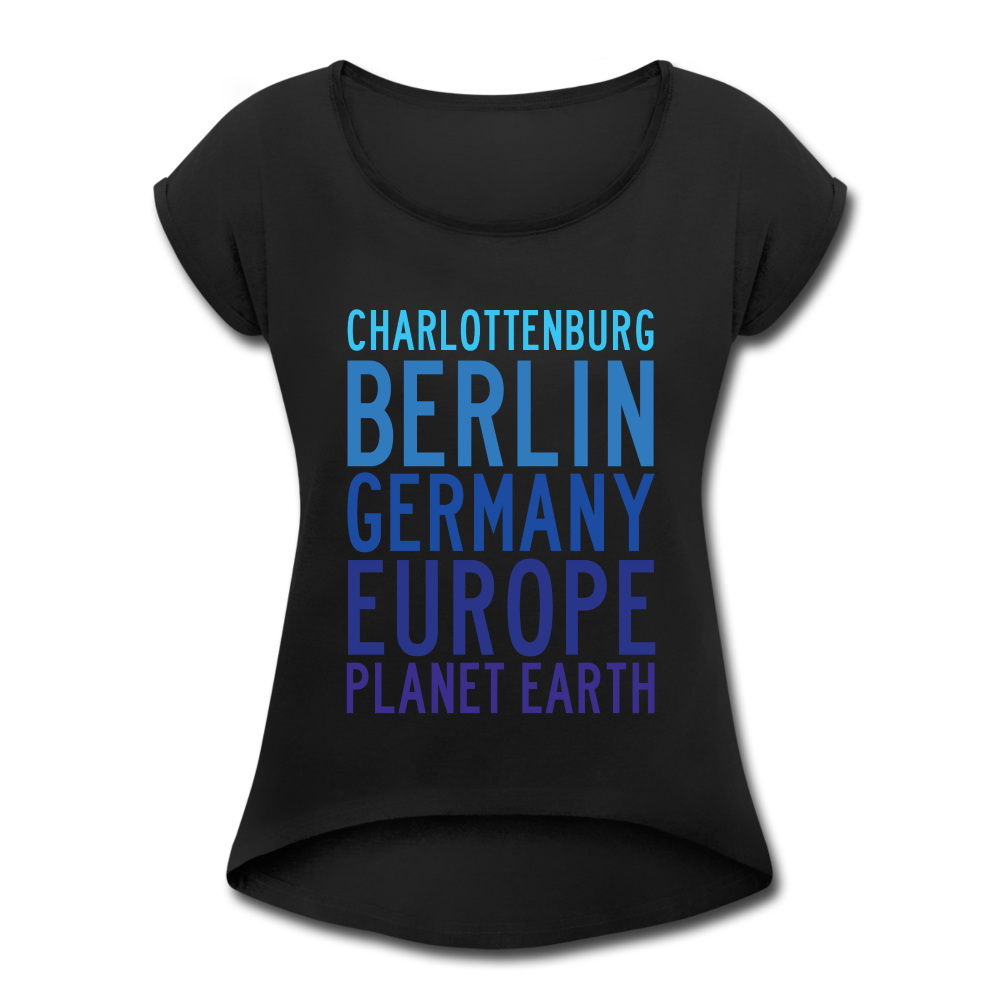 Charlottenburg - Earth - Frauen T-Shirt mit gerollten Ärmeln - black