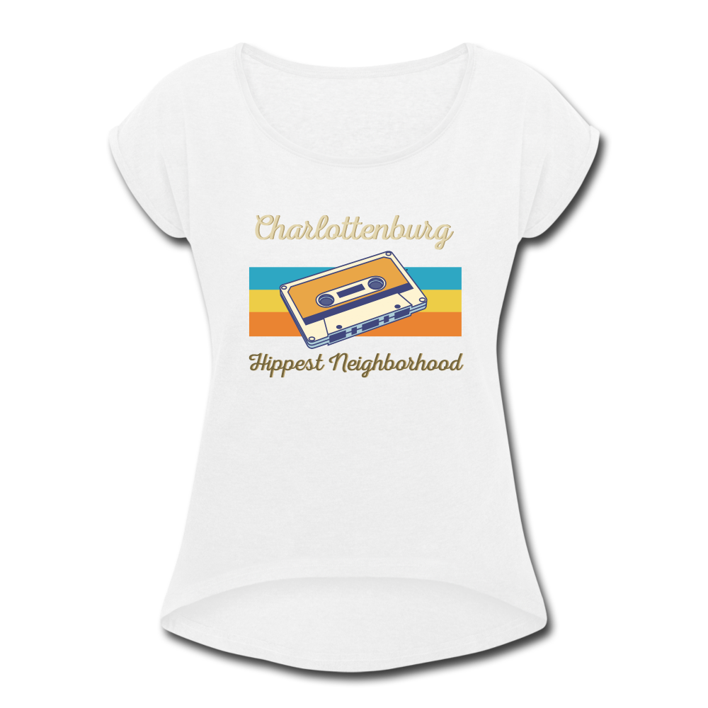 Charlottenburg Hippest Neighborhood - Frauen T-Shirt mit gerollten Ärmeln - white