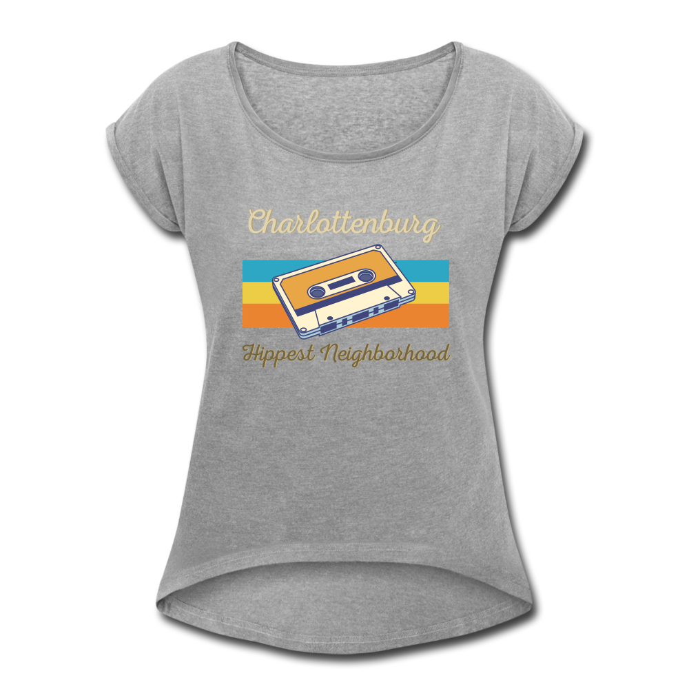 Charlottenburg Hippest Neighborhood - Frauen T-Shirt mit gerollten Ärmeln - heather grey