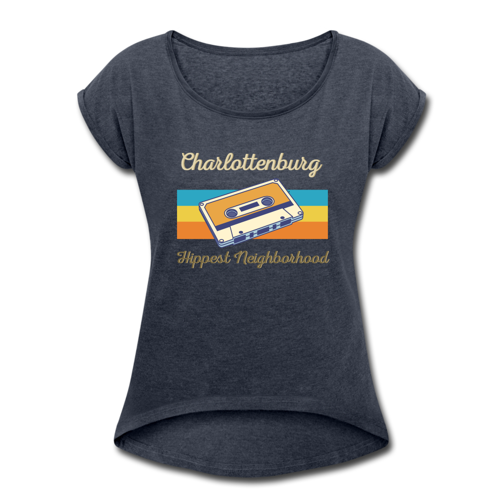 Charlottenburg Hippest Neighborhood - Frauen T-Shirt mit gerollten Ärmeln - heather navy