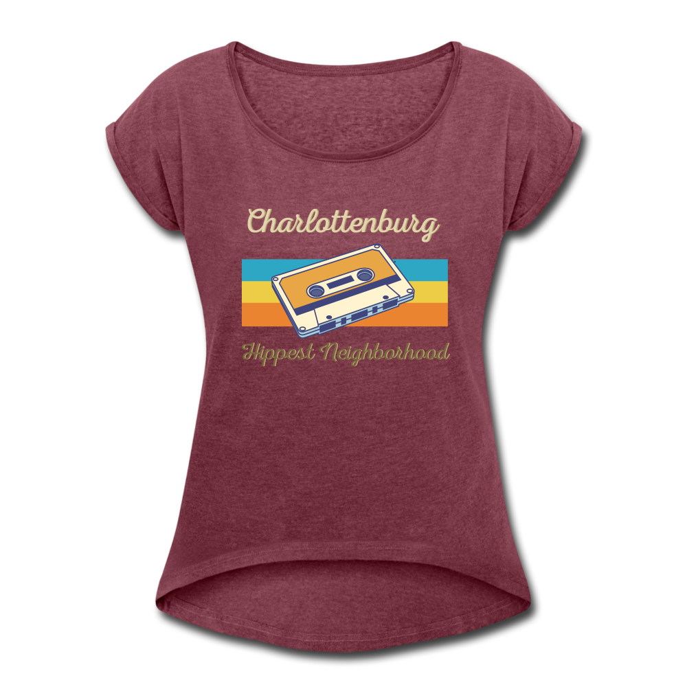 Charlottenburg Hippest Neighborhood - Frauen T-Shirt mit gerollten Ärmeln - heather burgundy