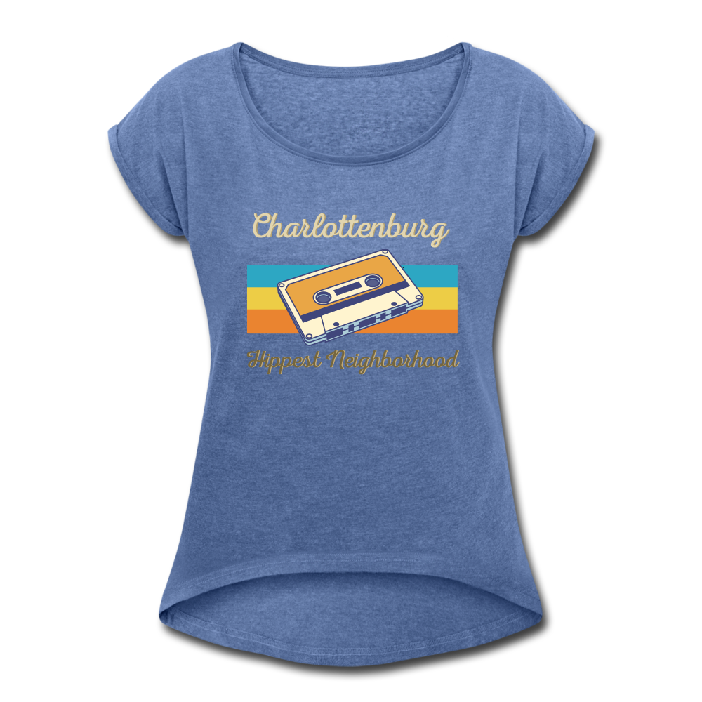 Charlottenburg Hippest Neighborhood - Frauen T-Shirt mit gerollten Ärmeln - heather denim