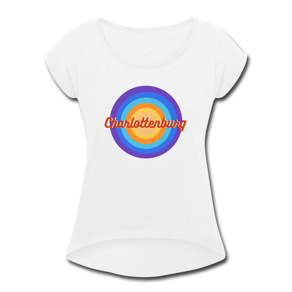 Charlottenburg Retro - Frauen T-Shirt mit gerollten Ärmeln - white