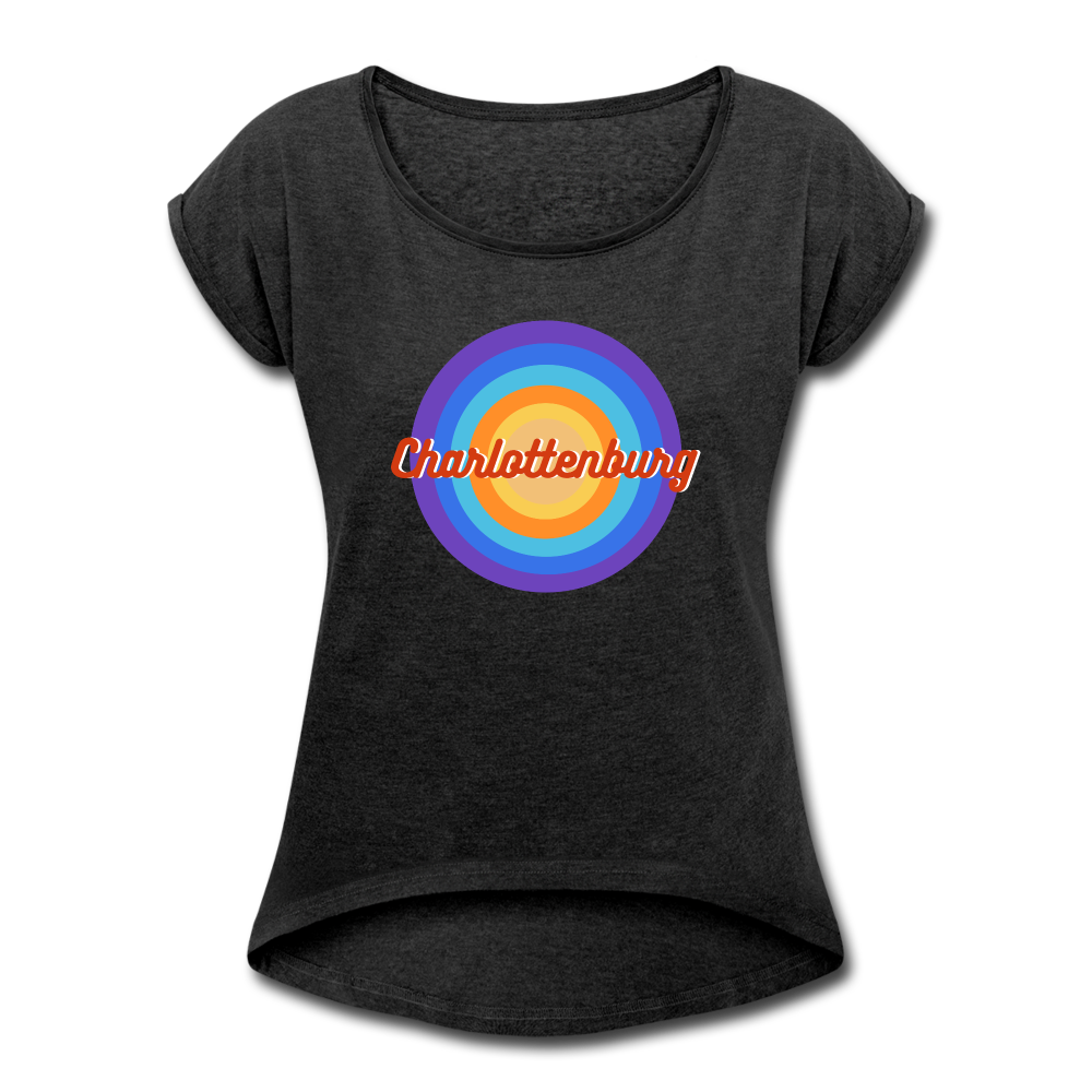 Charlottenburg Retro - Frauen T-Shirt mit gerollten Ärmeln - heather black