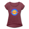 Charlottenburg Retro - Frauen T-Shirt mit gerollten Ärmeln - heather burgundy