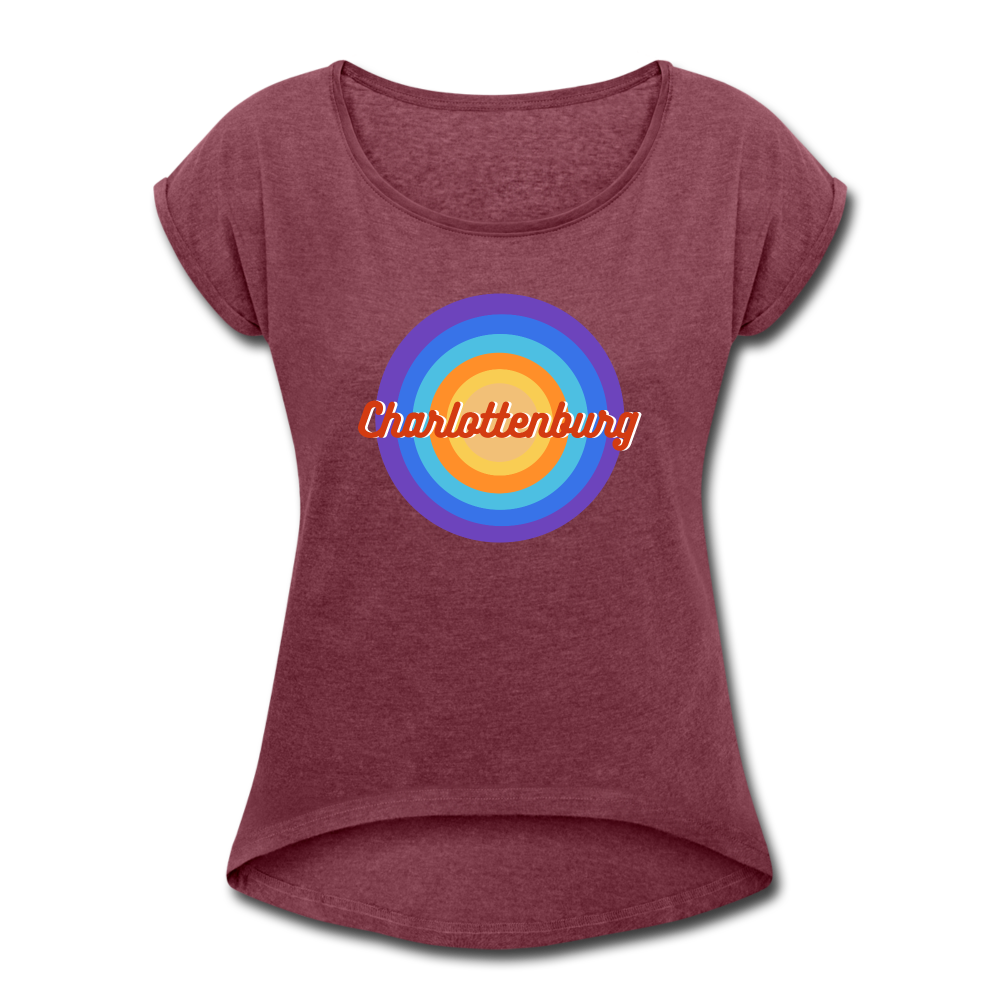 Charlottenburg Retro - Frauen T-Shirt mit gerollten Ärmeln - heather burgundy