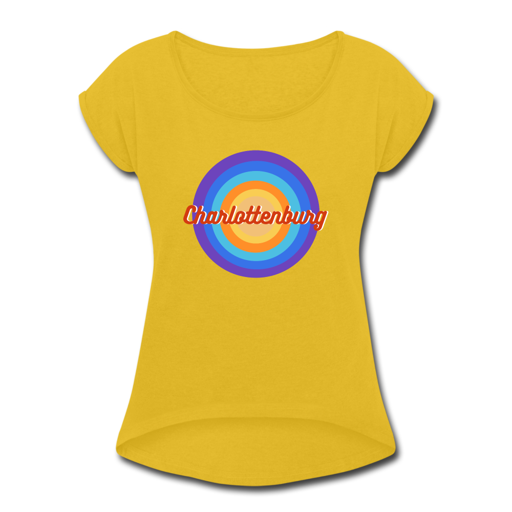 Charlottenburg Retro - Frauen T-Shirt mit gerollten Ärmeln - mustard yellow
