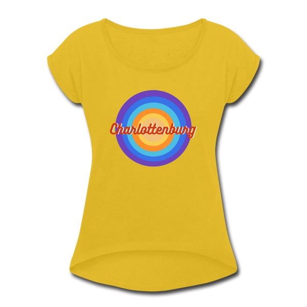 Charlottenburg Retro - Frauen T-Shirt mit gerollten Ärmeln - mustard yellow