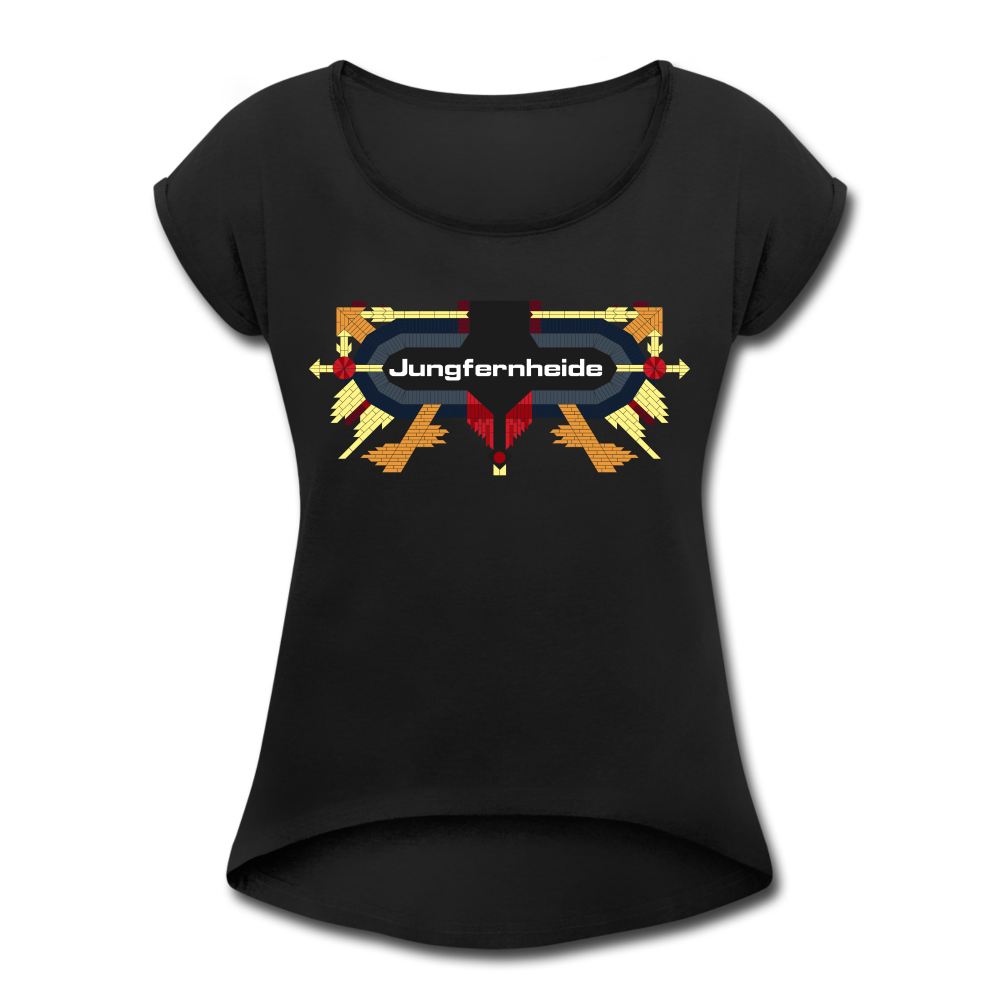 Jungfernheide - Frauen T-Shirt mit gerollten Ärmeln - black
