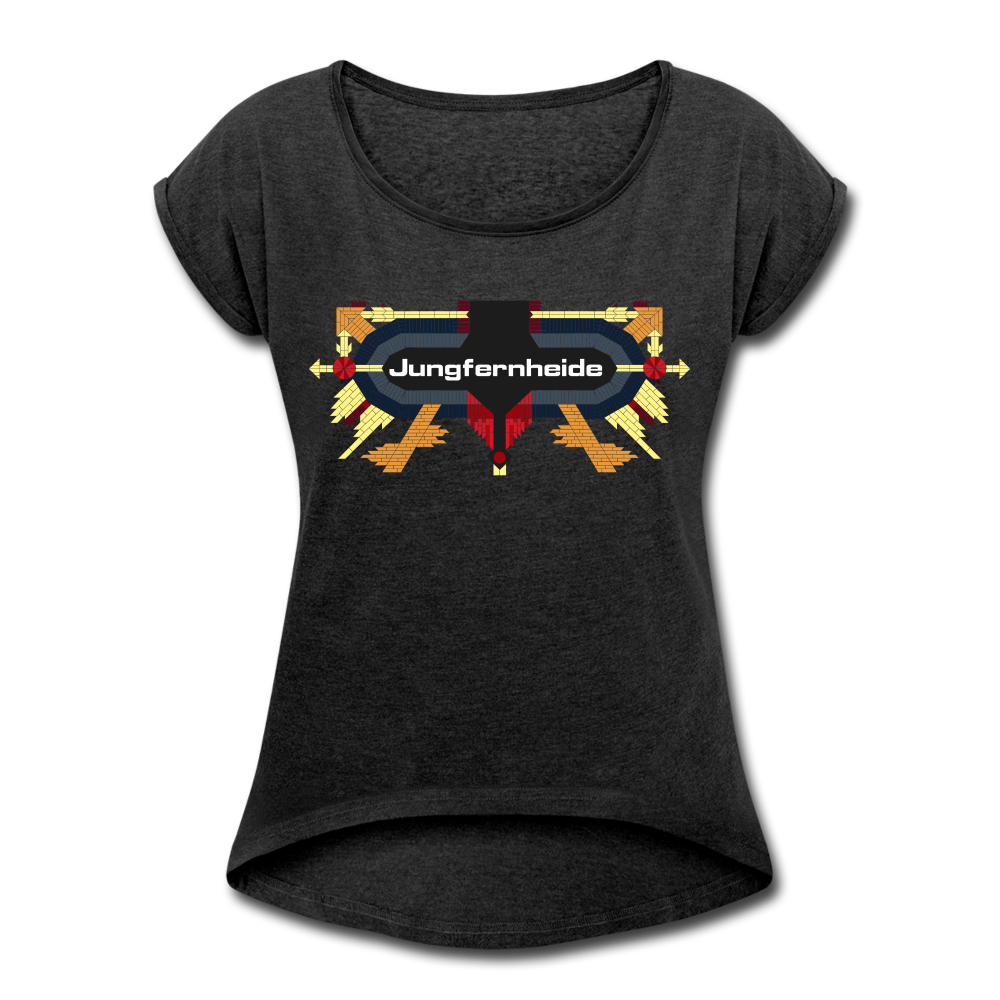Jungfernheide - Frauen T-Shirt mit gerollten Ärmeln - heather black