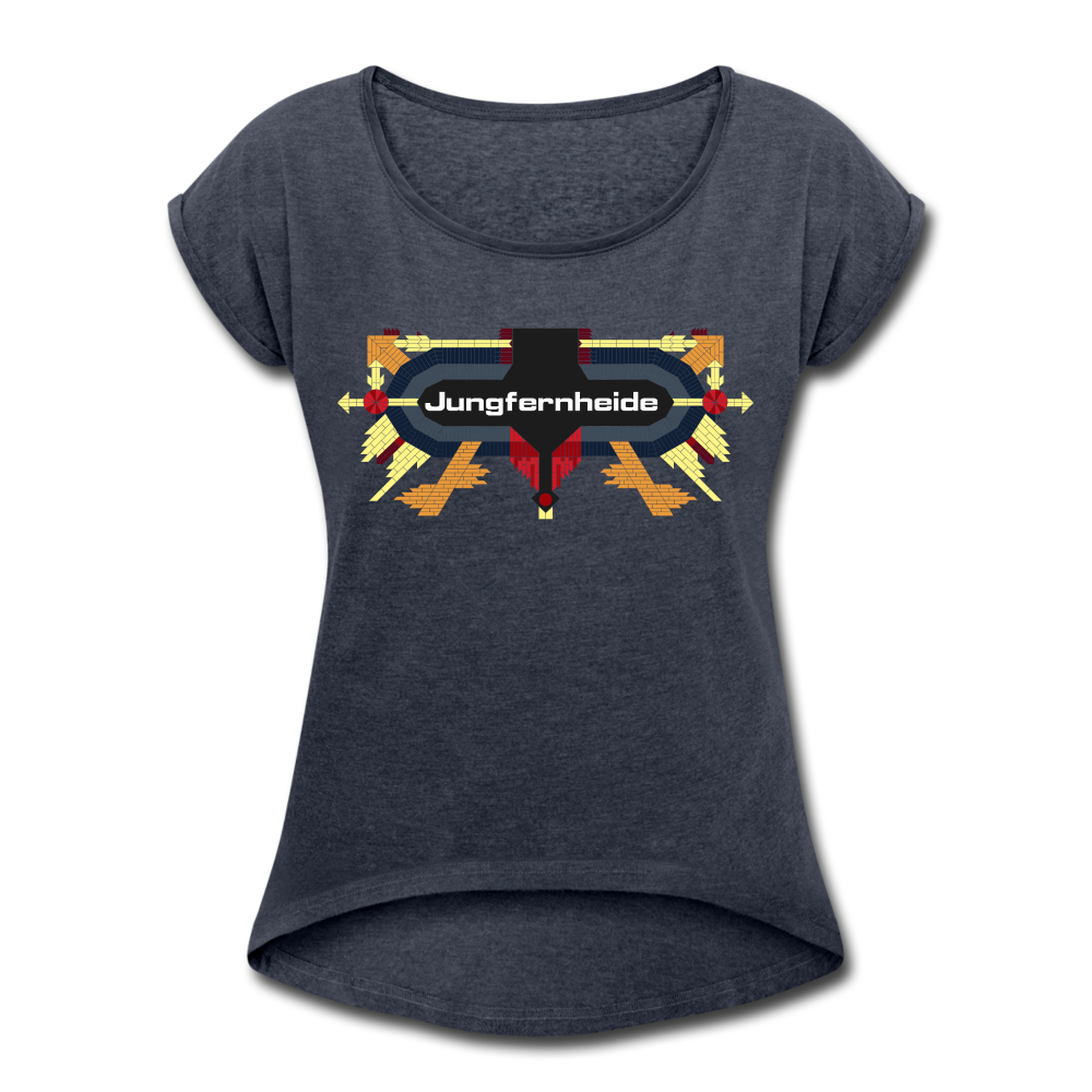 Jungfernheide - Frauen T-Shirt mit gerollten Ärmeln - heather navy