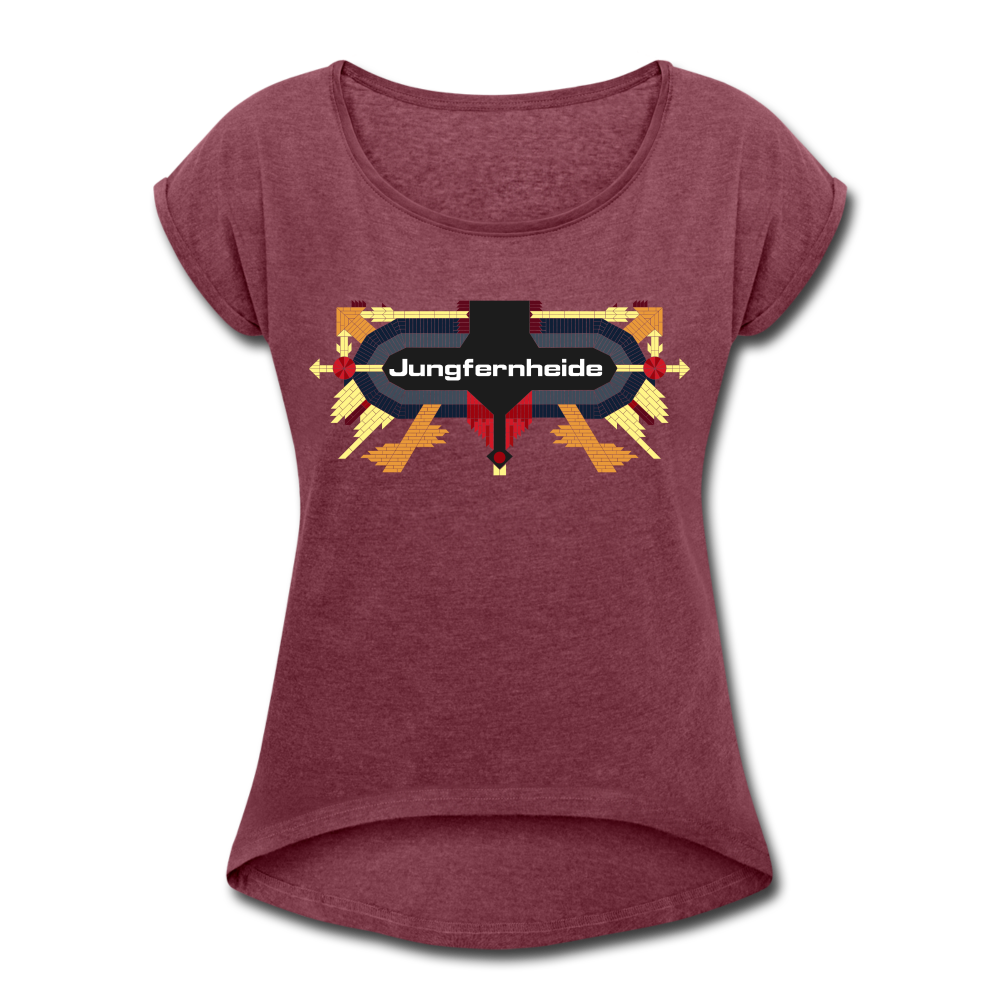 Jungfernheide - Frauen T-Shirt mit gerollten Ärmeln - heather burgundy