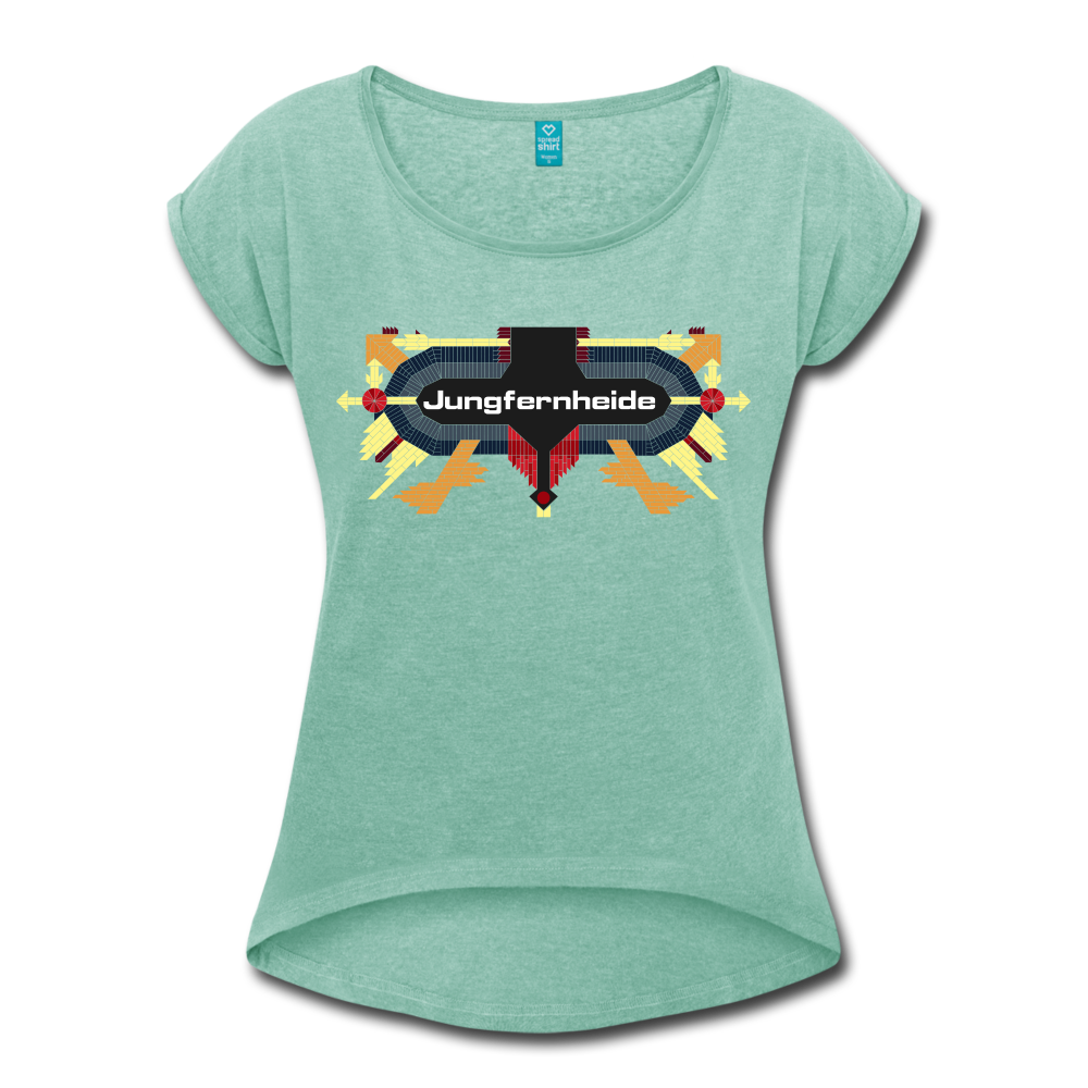 Jungfernheide - Frauen T-Shirt mit gerollten Ärmeln - heather mint