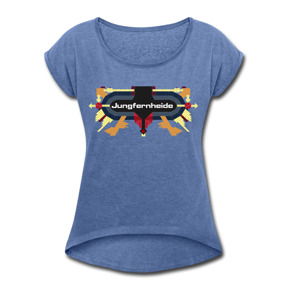 Jungfernheide - Frauen T-Shirt mit gerollten Ärmeln - heather denim
