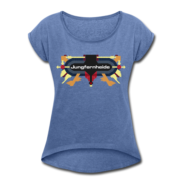 Jungfernheide - Frauen T-Shirt mit gerollten Ärmeln - heather denim