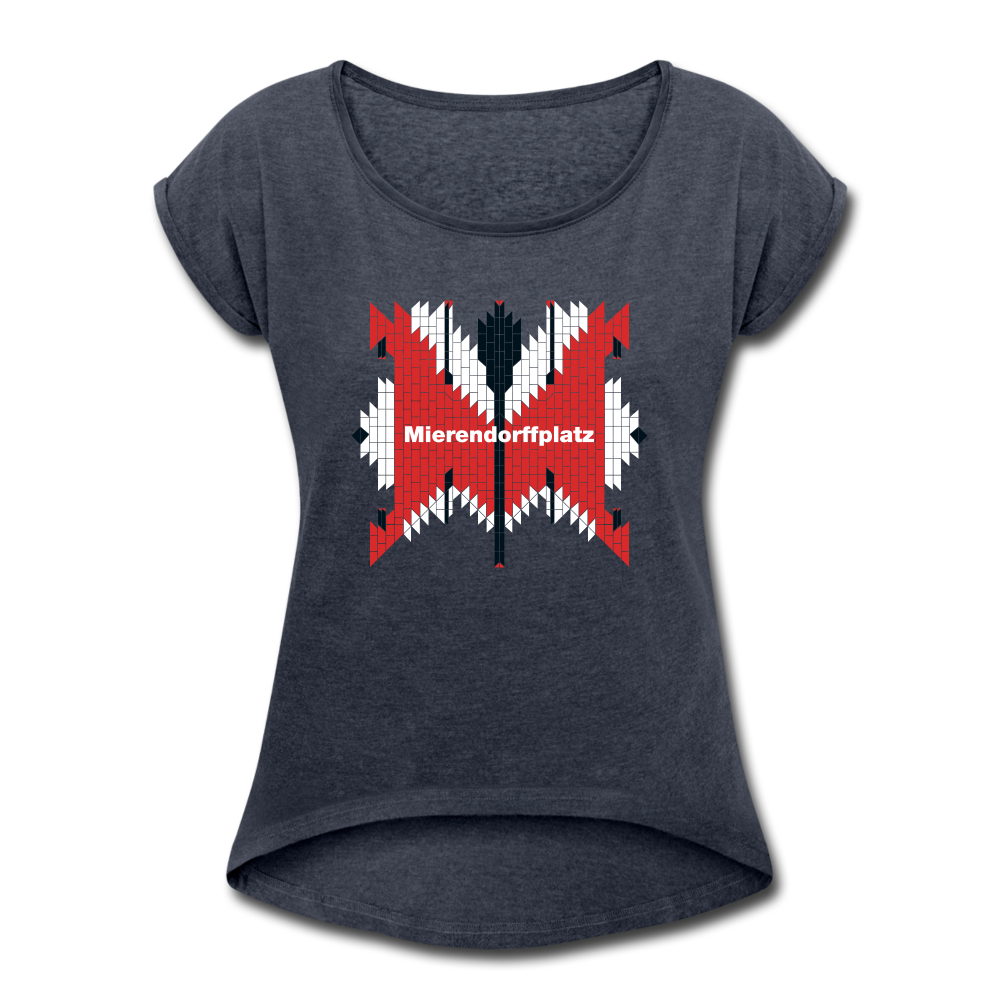Mierendorffplatz - Frauen T-Shirt mit gerollten Ärmeln - heather navy