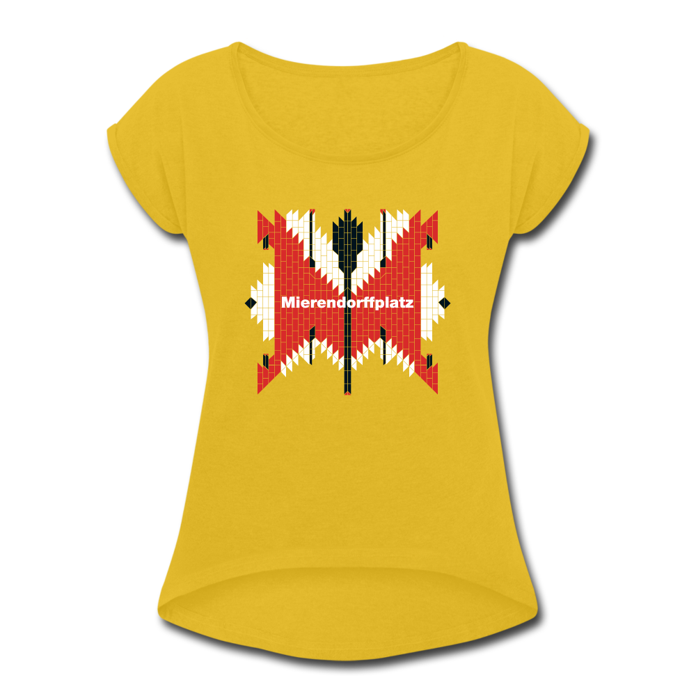 Mierendorffplatz - Frauen T-Shirt mit gerollten Ärmeln - mustard yellow