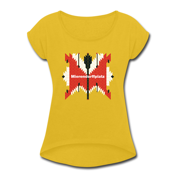 Mierendorffplatz - Frauen T-Shirt mit gerollten Ärmeln - mustard yellow