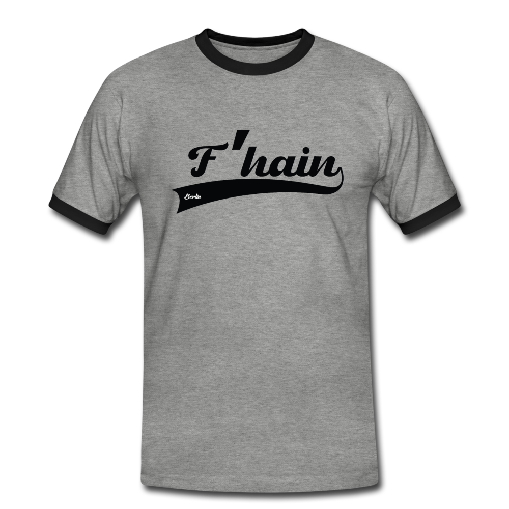 F'hain - Männer Ringer T-Shirt - heather grey/black