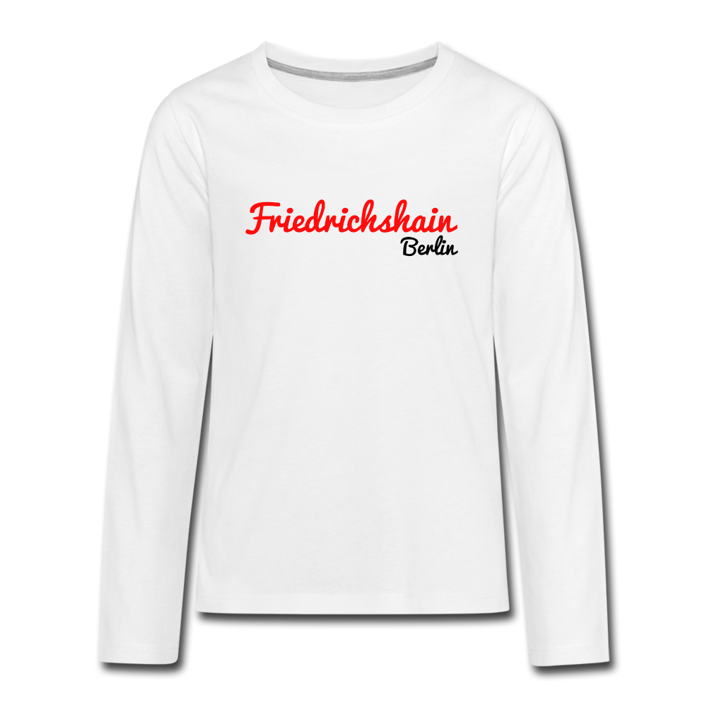 Friedrichshain Berlin - Teenager Langarmshirt - white