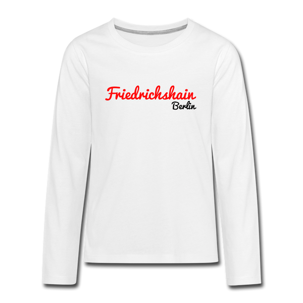 Friedrichshain Berlin - Teenager Langarmshirt - white