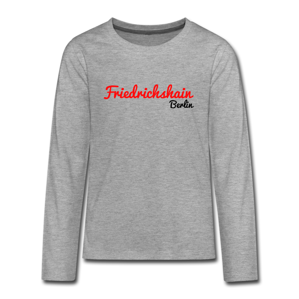 Friedrichshain Berlin - Teenager Langarmshirt - heather grey