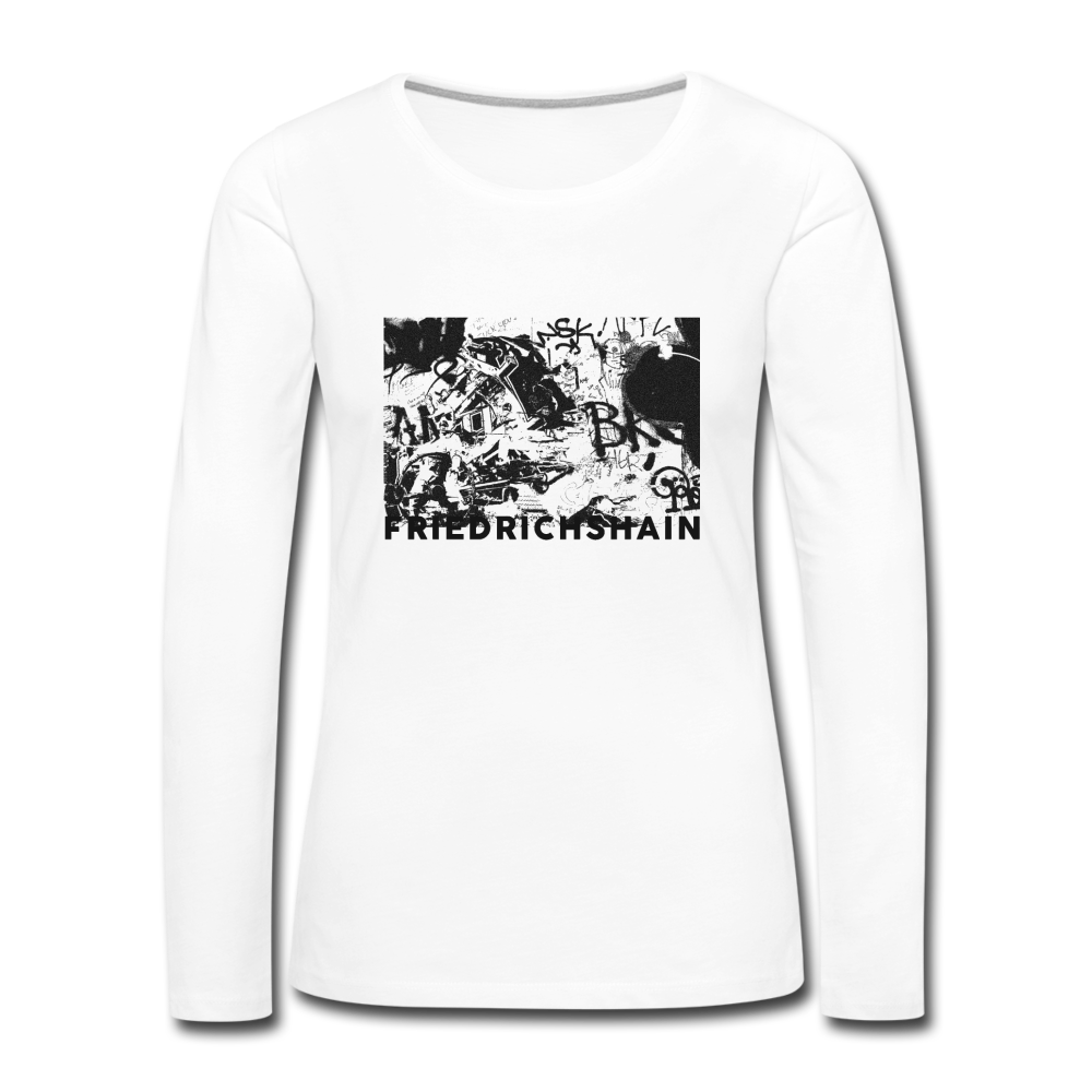 Friedrichshain Graffiti - Frauen Bio Langarmshirt - white