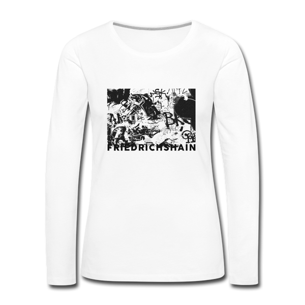 Friedrichshain Graffiti - Frauen Bio Langarmshirt - white