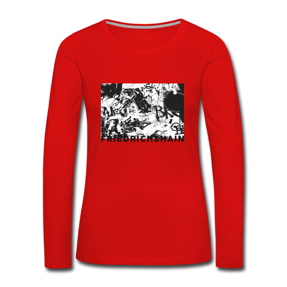 Friedrichshain Graffiti - Frauen Bio Langarmshirt - red