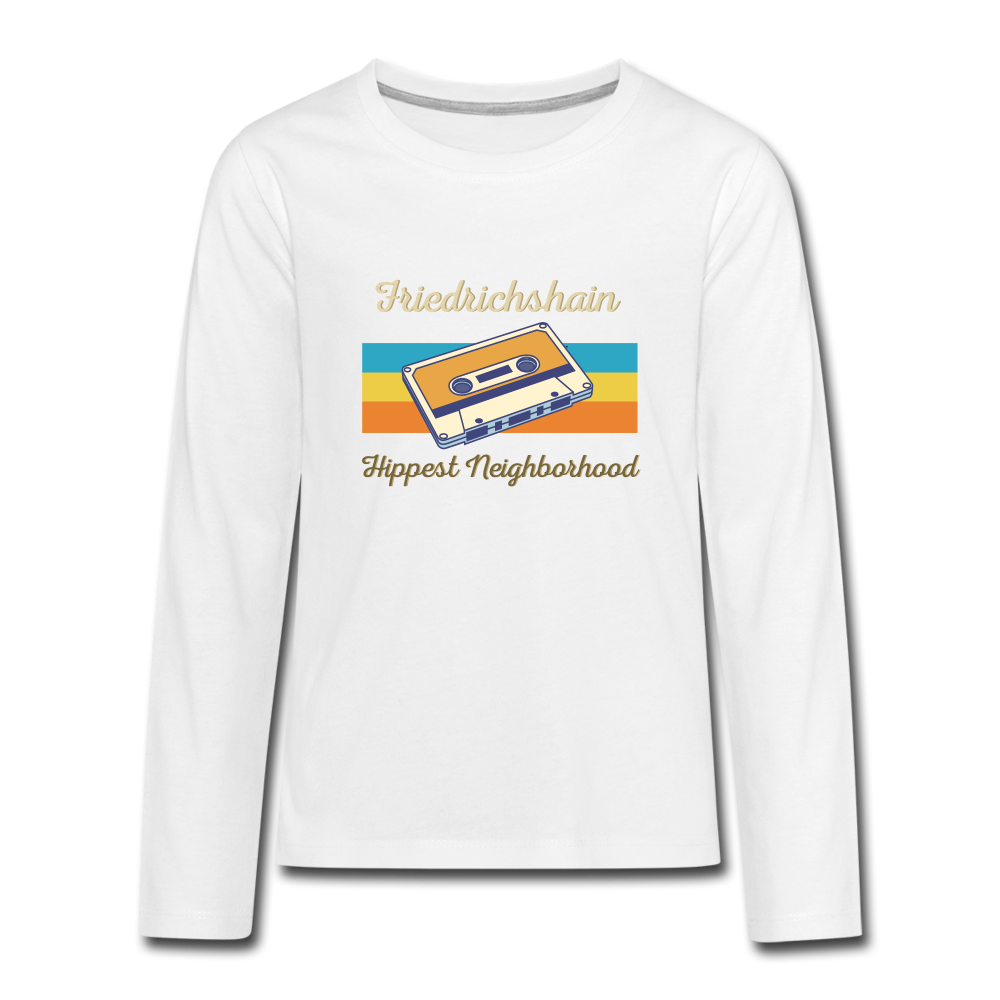 Friedrichshain Hippest Neighborhood - Teenager Langarmshirt - white