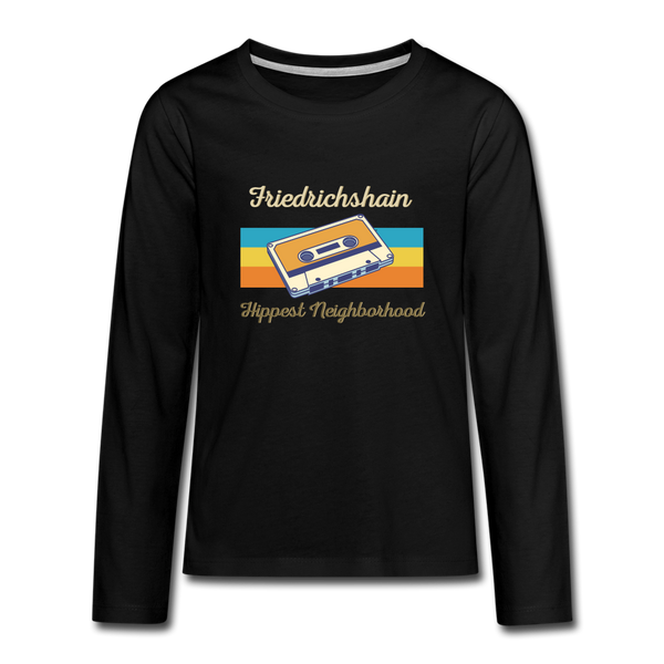 Friedrichshain Hippest Neighborhood - Teenager Langarmshirt - black