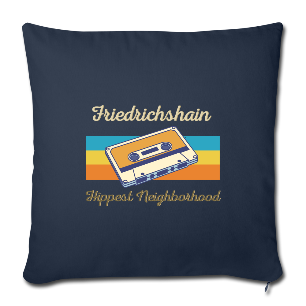 Friedrichshain Hippest Neighborhood - Sofakissen mit Füllung (45 x 45 cm) - navy
