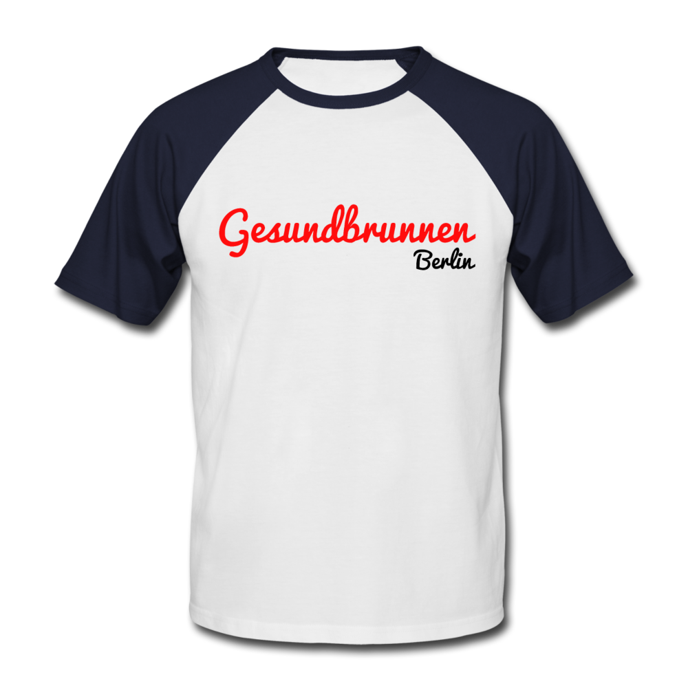 Gesundbrunnen Berlin - Männer Baseball T-Shirt - white/navy