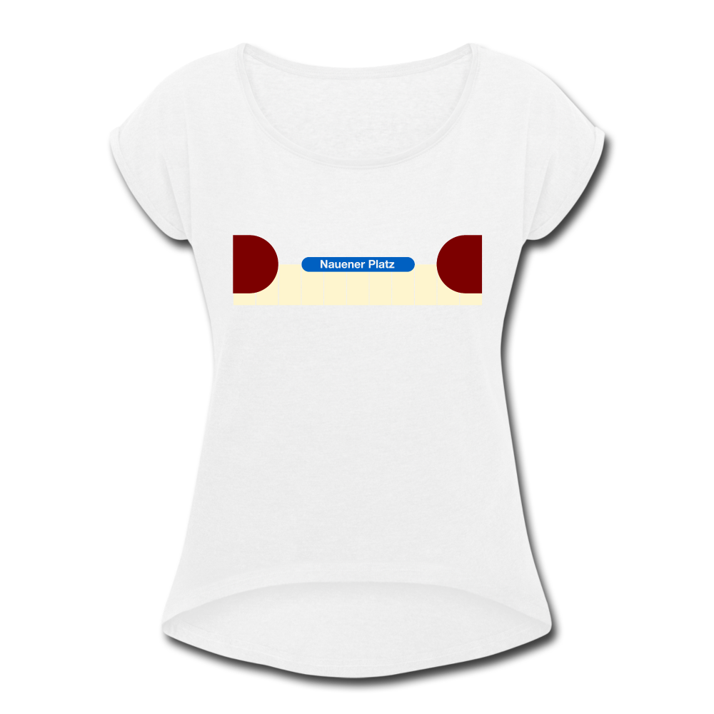 Nauener platz - Frauen T-Shirt mit gerollten Ärmeln - white