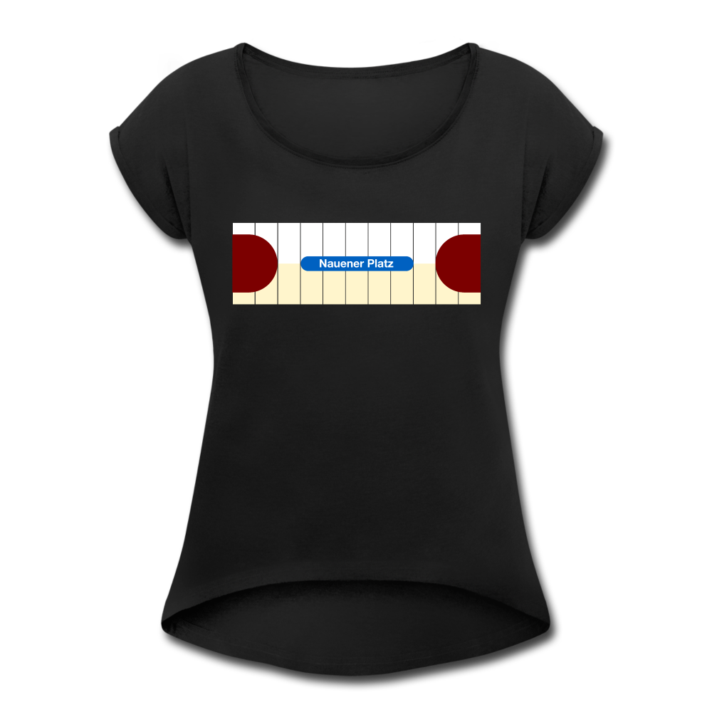 Nauener platz - Frauen T-Shirt mit gerollten Ärmeln - black