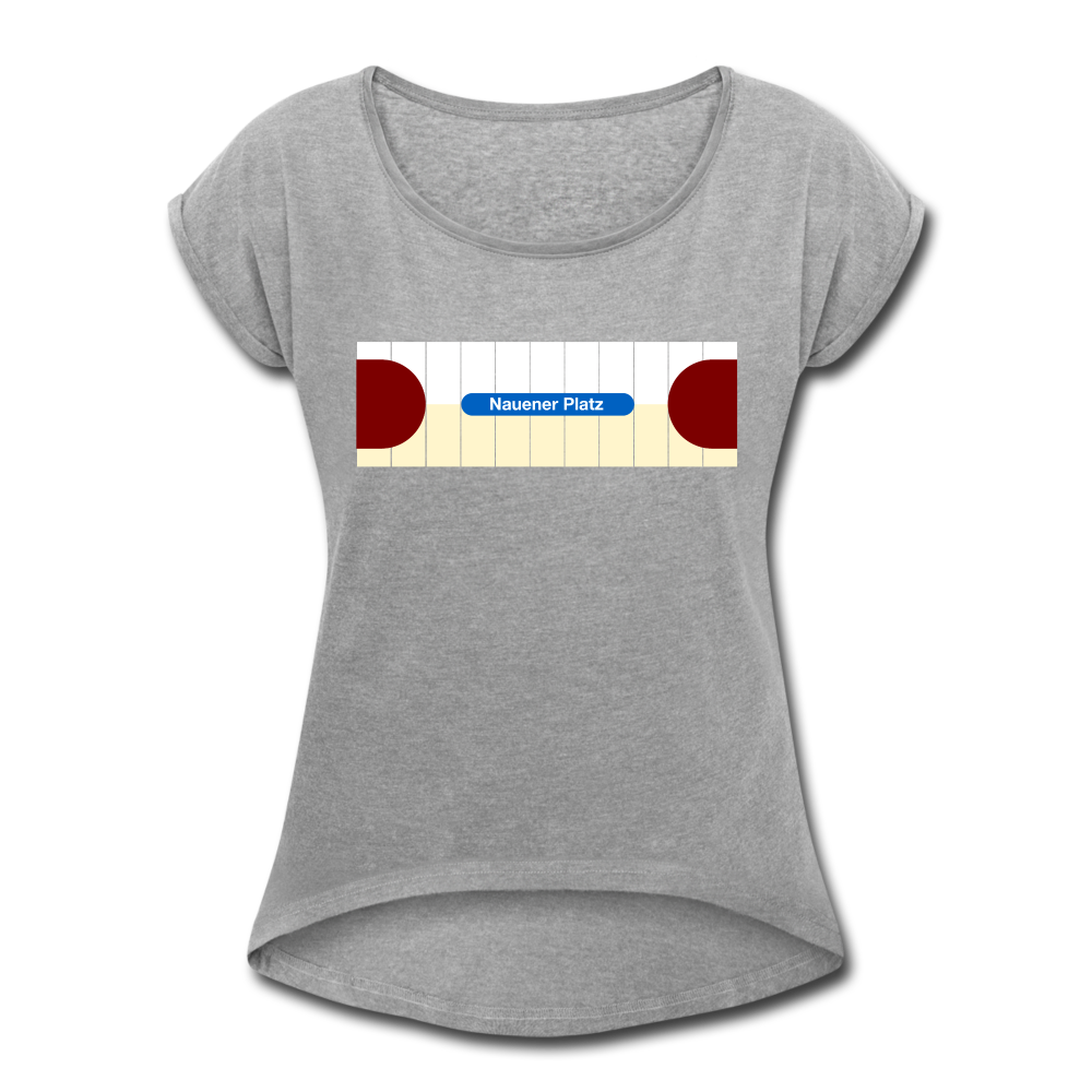 Nauener platz - Frauen T-Shirt mit gerollten Ärmeln - heather grey