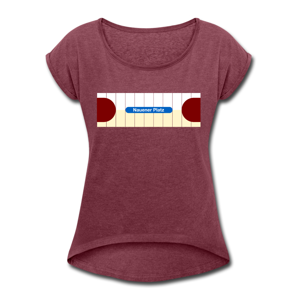 Nauener platz - Frauen T-Shirt mit gerollten Ärmeln - heather burgundy