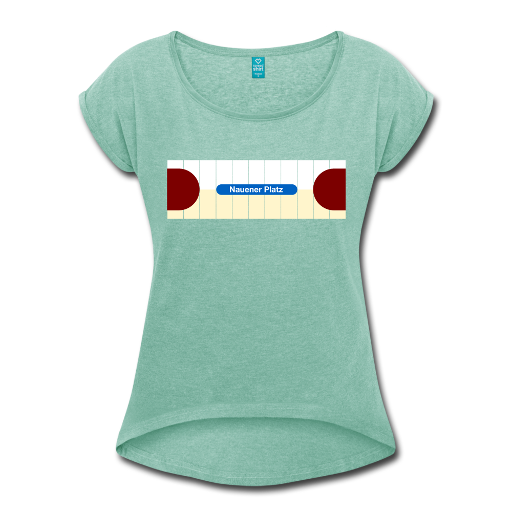 Nauener platz - Frauen T-Shirt mit gerollten Ärmeln - heather mint