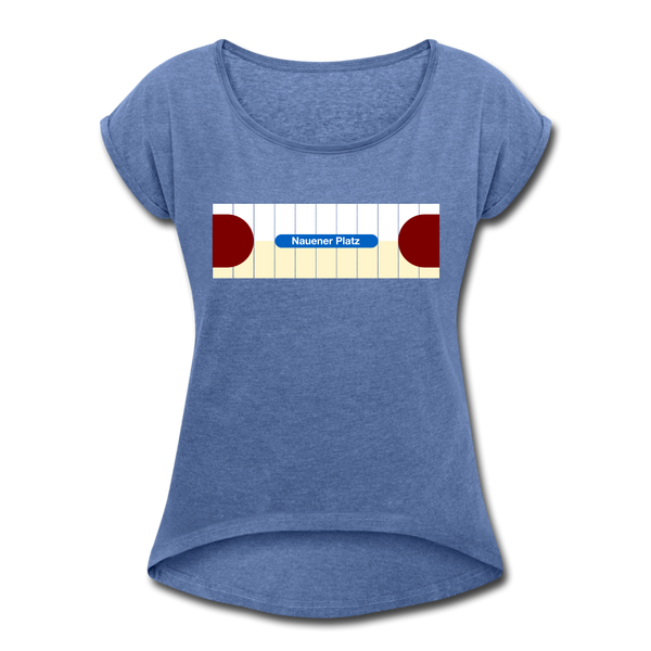 Nauener platz - Frauen T-Shirt mit gerollten Ärmeln - heather denim