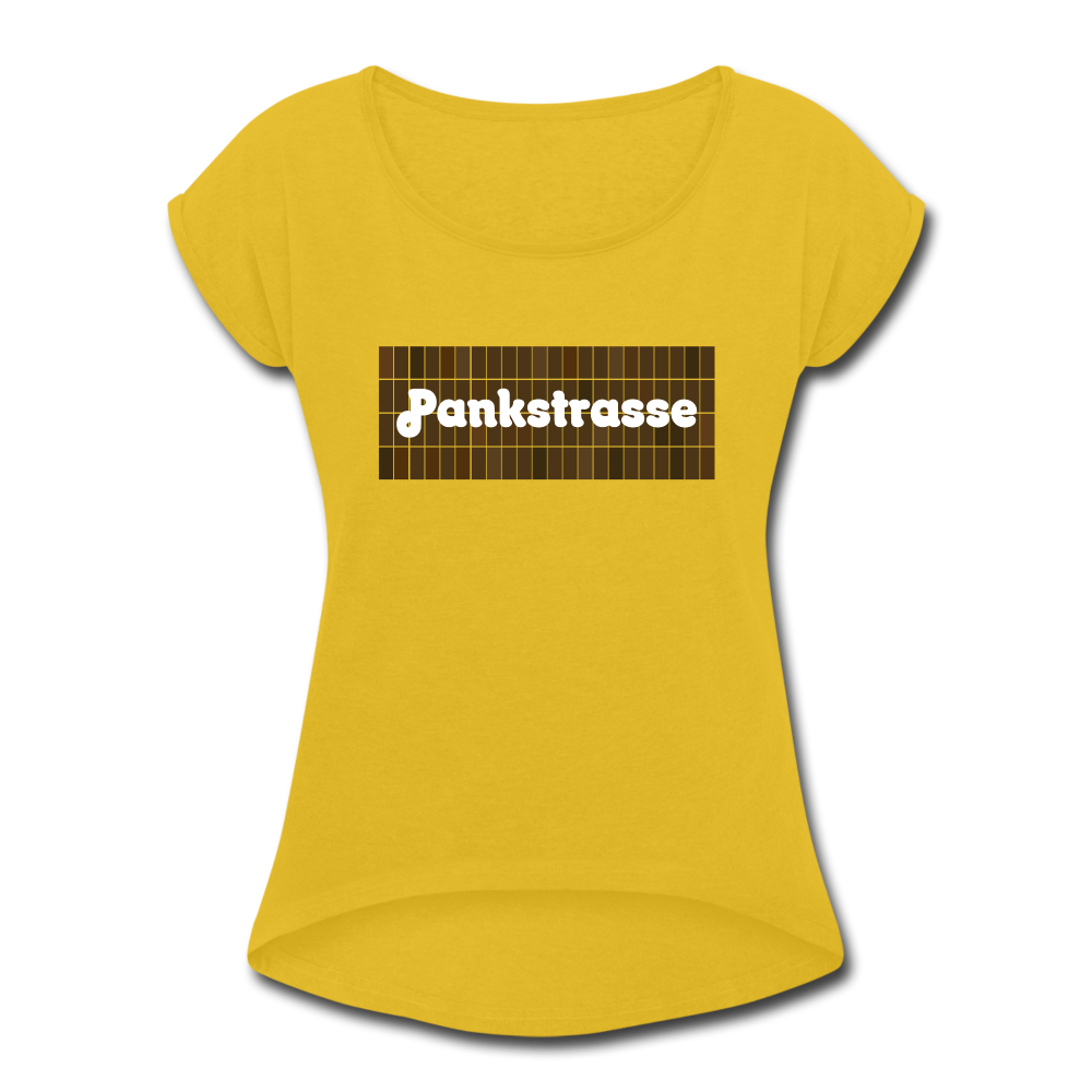 Pankstrasse - Frauen T-Shirt mit gerollten Ärmeln - mustard yellow