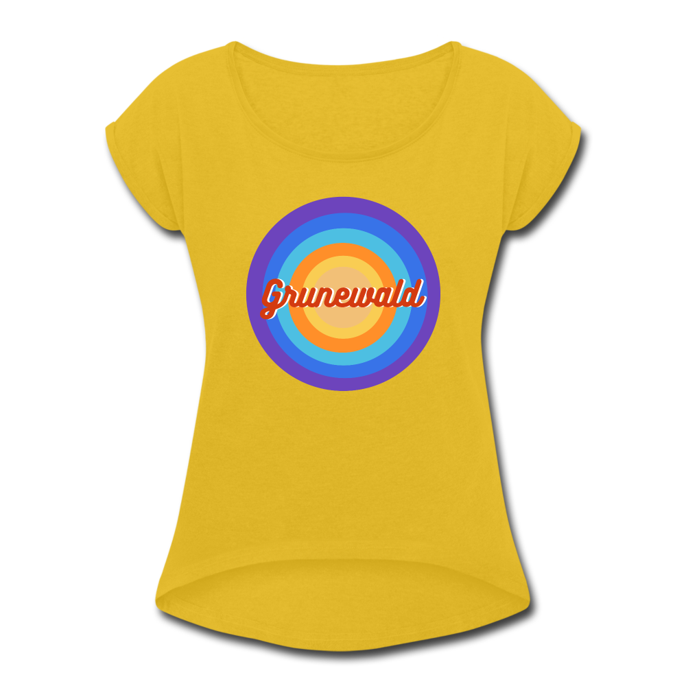Grunewald Retro - Frauen T-Shirt mit gerollten Ärmeln - mustard yellow