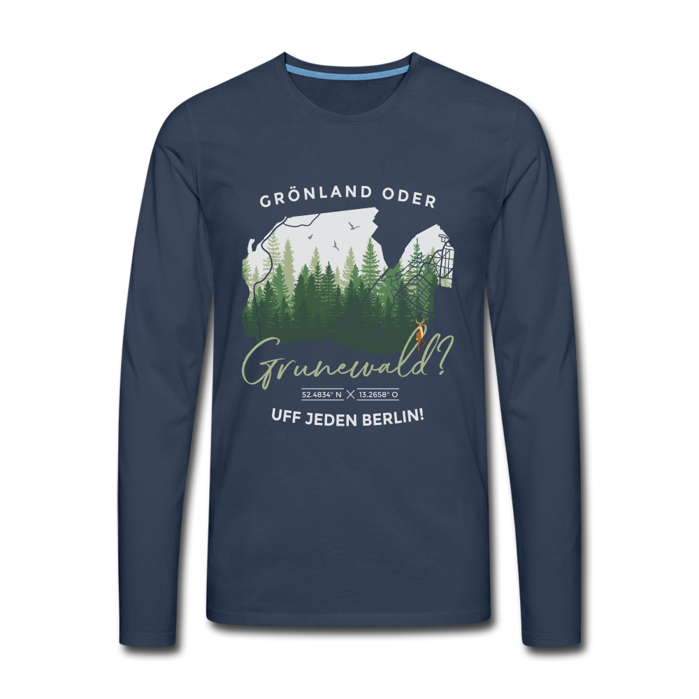 Grönland oder Grunewald - Männer Premium Langamshirt - navy