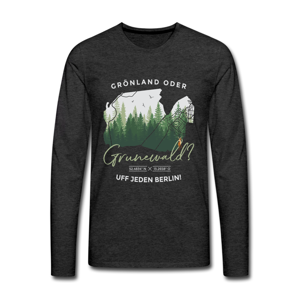 Grönland oder Grunewald - Männer Premium Langamshirt - charcoal grey