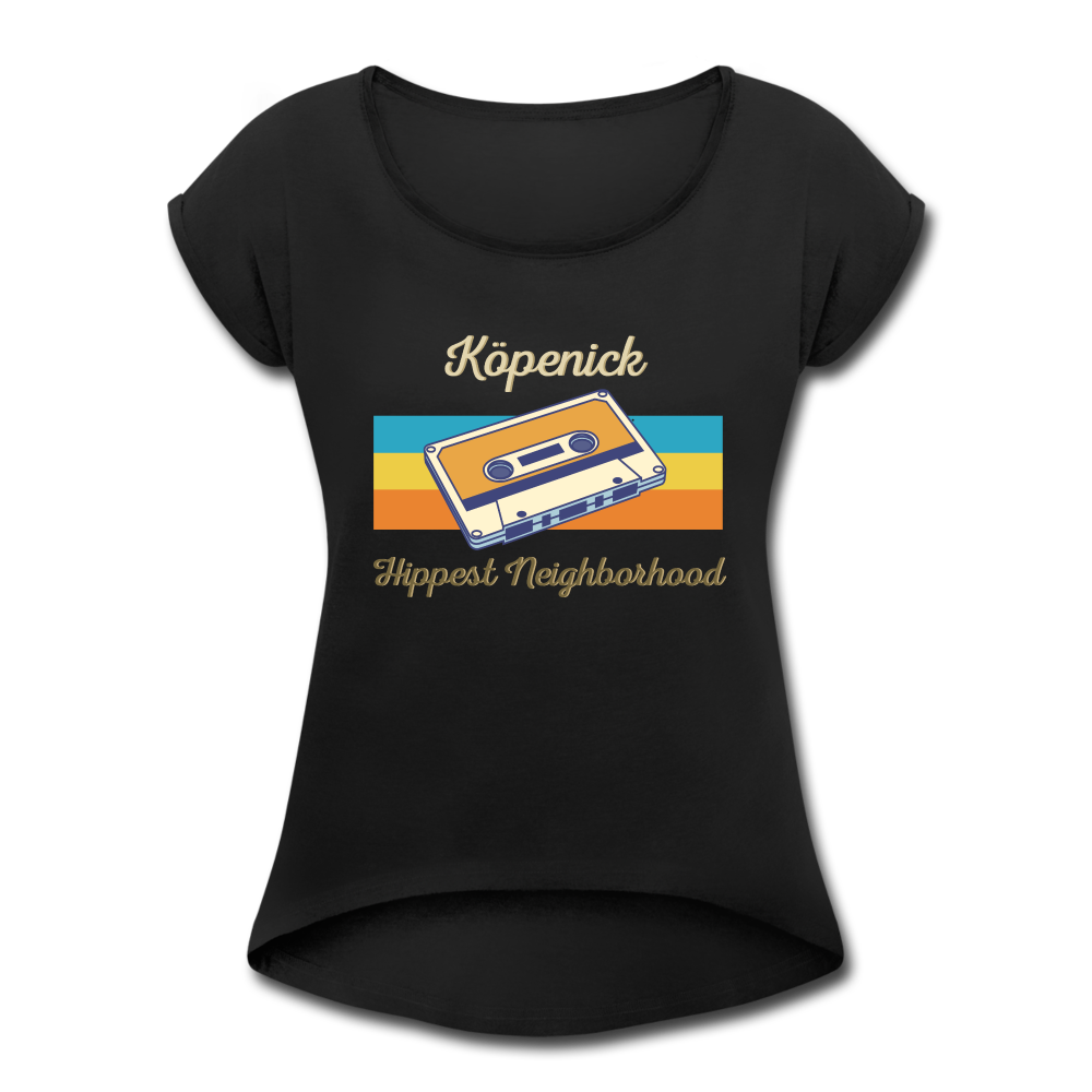 Köpenick Hippest Neighborhood - Frauen T-Shirt mit gerollten Ärmeln - black