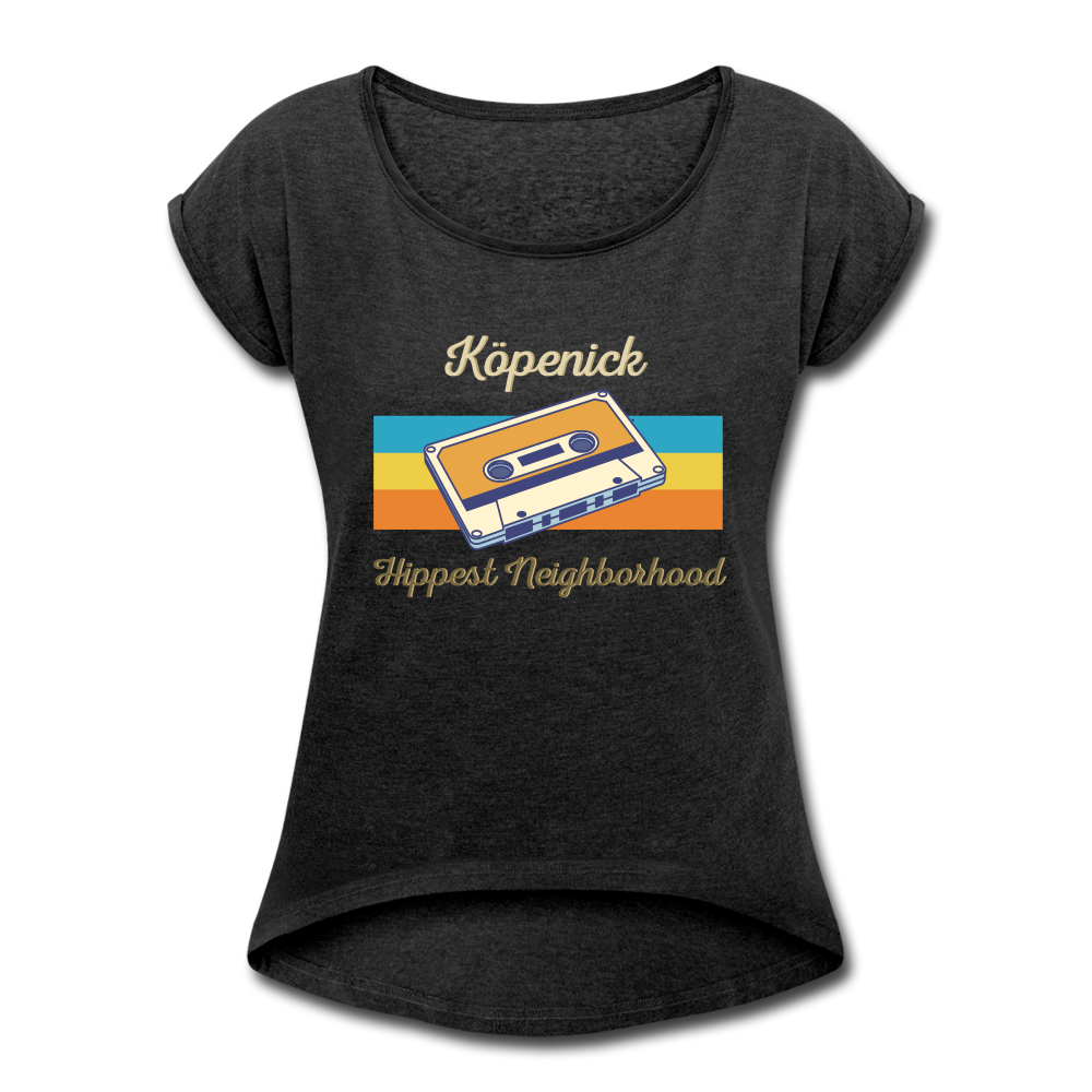 Köpenick Hippest Neighborhood - Frauen T-Shirt mit gerollten Ärmeln - heather black